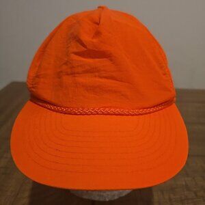 Vintage 90s Safety Orange Hunting Hat Cap Rope Snapback Light Weight
